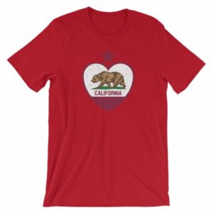 California Republic Heart Shaped Distressed Flag Short-Sleeve Unisex T-Shirt - Image 11