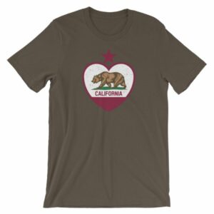 California Republic Heart Shaped Distressed Flag Short-Sleeve Unisex T-Shirt - Image 7