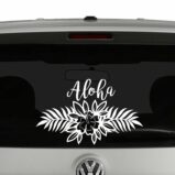 Aloha Hibiscus Flower and Leaves Vinyl Decal Sticker