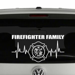 Firefighter Family Heartbeat Maltese Cross Emblem Vinyl Decal Sticker