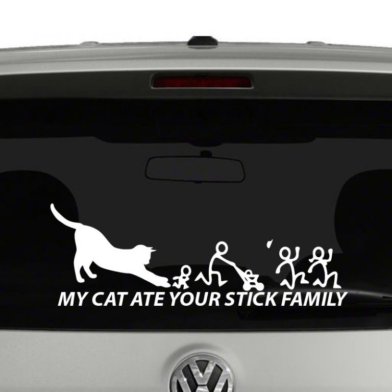 My Cat Ate Your Stick Figure Family Vinyl Decal Sticker