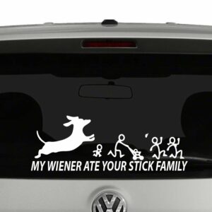 My Wiener Ate Your Stick Figure Family Vinyl Decal Sticker