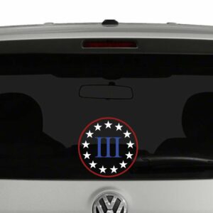 Three Percenter 3% 2nd Amendment Red White and Blue Vinyl Decal Sticker