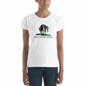 Dont Grab on Me Pussy Cat Funny Political Short Sleeve Women’s T-Shirt - Image 2