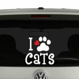 I love Cats Cat Paw with Heart Vinyl Decal Sticker