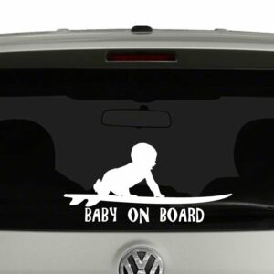 Surfing Baby On Board Surfboard Vinyl Car Decal Sticker