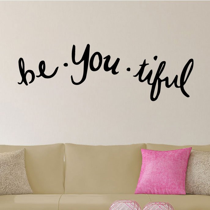 Be You Tiful Beautiful Word Play Inspirational Wall Vinyl Decal