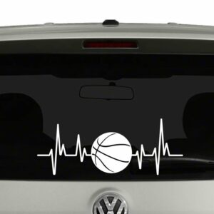 Basketball Heartbeat Basketball Lovers Players Parents Vinyl Decal Sticker