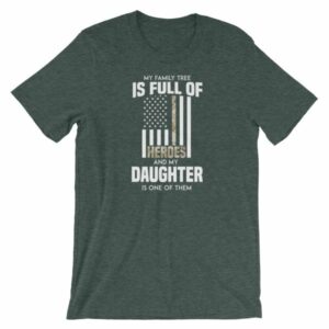 My Family Tree Is Full Of Hero's My Daughter is One Thin Como Line T-ShirtShort-Sleeve Unisex T-Shirt - Image 3