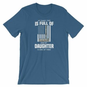 My Family Tree Is Full Of Hero's My Daughter is One Thin Como Line T-ShirtShort-Sleeve Unisex T-Shirt - Image 10