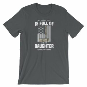 My Family Tree Is Full Of Hero's My Daughter is One Thin Como Line T-ShirtShort-Sleeve Unisex T-Shirt - Image 6