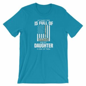 My Family Tree Is Full Of Hero's My Daughter is One Thin Como Line T-ShirtShort-Sleeve Unisex T-Shirt - Image 12