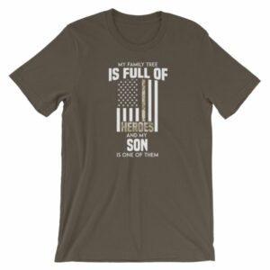 My Family Tree Is Full Of Hero's My Son is One Thin Como Line Short-Sleeve Unisex T-Shirt - Image 9