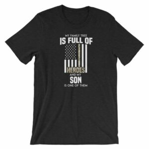 My Family Tree Is Full Of Hero's My Son is One Thin Como Line Short-Sleeve Unisex T-Shirt - Image 2