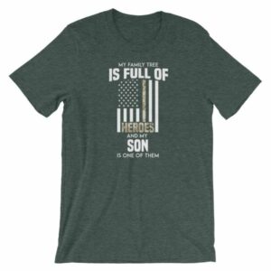 My Family Tree Is Full Of Hero's My Son is One Thin Como Line Short-Sleeve Unisex T-Shirt - Image 3
