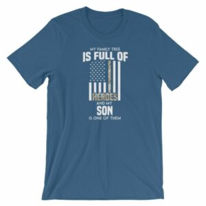 My Family Tree Is Full Of Hero's My Son is One Thin Como Line Short-Sleeve Unisex T-Shirt - Image 10