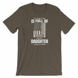 My Family Tree Is Full Of Hero's My Daughter is One Thin Como Line T-ShirtShort-Sleeve Unisex T-Shirt - Image 9