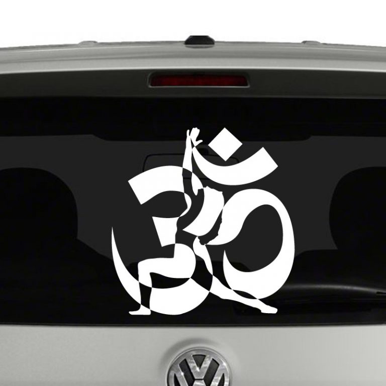 Yoga Pose and Om Symbol Silhouette Vinyl Decal Sticker