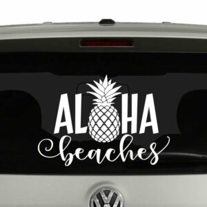 Aloha Beaches With Pineapple Word Play Hawaiian Vinyl Decal Sticker