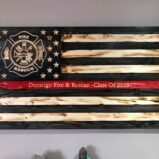 Wooden Thin Red Line American Flag