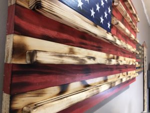 Wooden American Flag Challenge Coin Display