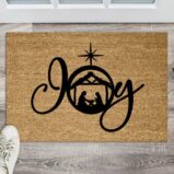 Joy Christmas Nativity Scene Floor Welcome Mat 18" x 30"