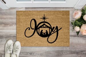 Joy Christmas Nativity Scene Floor Welcome Mat 18" x 30"