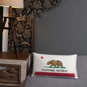 California Republic Surfing Bear State Flag Throw Pillow - Image 2