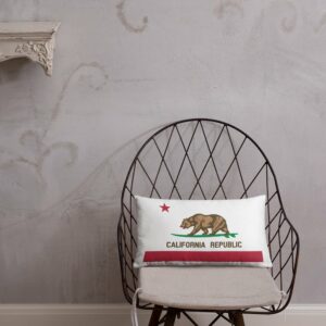 California Republic Surfing Bear State Flag Throw Pillow