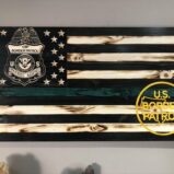 Wooden Thin Green Line American Flag