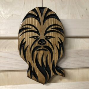 Wooden Carved Burned Stained Star Wars Inspired Chewbacca Head