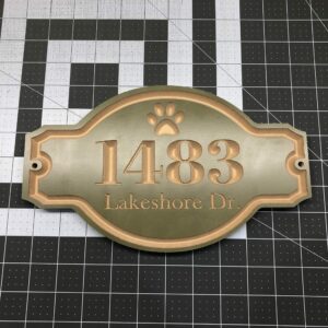 House Address Engraved Plaque 15" x 9" House Number Outdoor Sign Paw Print