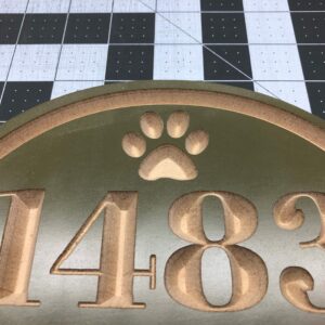 House Address Engraved Plaque 15" x 9" House Number Outdoor Sign Paw Print