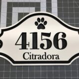 House Address Engraved Plaque 15" x 9" House Number Outdoor Sign Paw Print Design 3