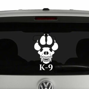 K9 K-9 Skull Paw Police Military Vinyl Decal Sticker