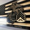 Wooden Carved American Flag Marine Corps EGA Rank Insignia