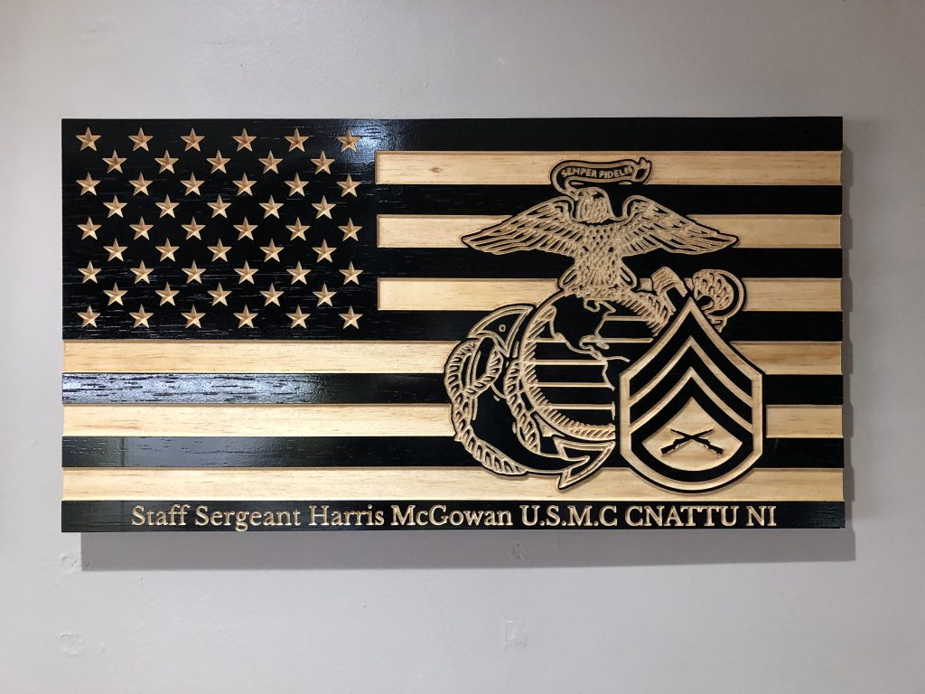 Wooden Carved American Flag Marine Corps EGA Rank Insignia • Cosmic ...