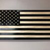 Wooden Carved American Flag Black and Natural Gloss