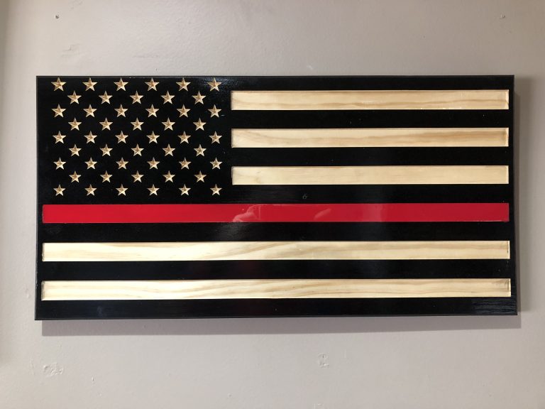 Wooden American Thin Red Line Flag