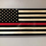 Wooden American Thin Red Line Flag