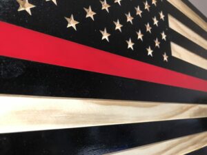 Wooden American Thin Red Line Flag