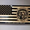 Wooden Carved American Flag Marine Corps EGA Rank Insignia