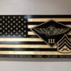 Wooden Carved American Flag Marine Corps EGA Rank Insignia