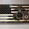 Wooden Carved American Flag Marine Corps EGA Rank Insignia