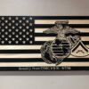 Wooden Carved American Flag Marine Corps EGA Rank Insignia