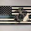 Wooden Carved American Flag Marine Corps EGA Service Dog