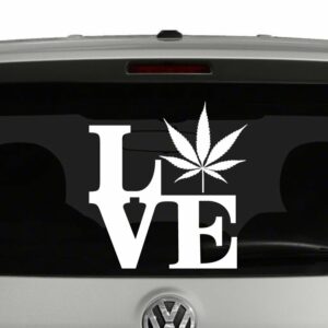 Love Marijuana Cannabis Pot Leaf Vinyl Decal Sticker