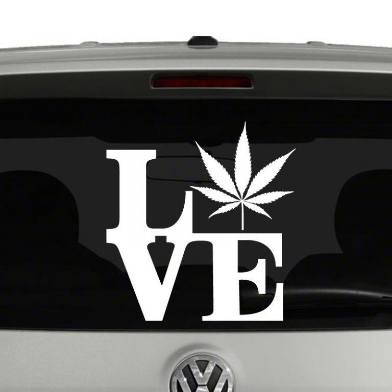 Love Marijuana Cannabis Pot Leaf Vinyl Decal Sticker