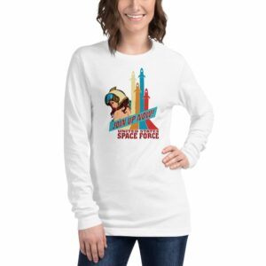 Space Force Retro Vintage Comics Space Girl Unisex Long Sleeve Tee - Image 2