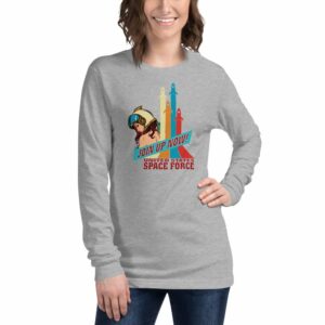 Space Force Retro Vintage Comics Space Girl Unisex Long Sleeve Tee - Image 3